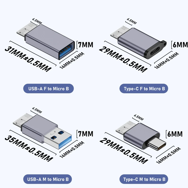 USB C TO Micro B USB 3.0อะแดปเตอร์ชนิด C ตัวเมียเป็น Micro B ตัวผู้ไมโคร3.0ชาร์จเร็ว USB Micro Type C ความเร็วสูงสำหรับแล็ปท็อป HDD