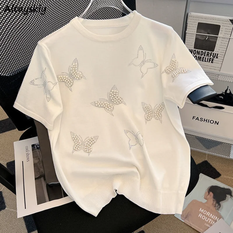 Short Sleeve T-shirts Women Summer Embroidered Flares Loose Tops Chic Korean Style Fashion Casual Soft Hot Sale Футболка Женский