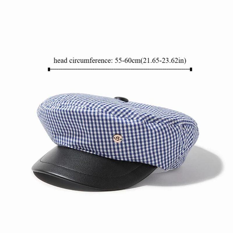 Новый синий клетчатый берет, дизайнерская шляпа моряка с плоским верхом, корейская темно-синяя кепка Y2k, уличная одежда
