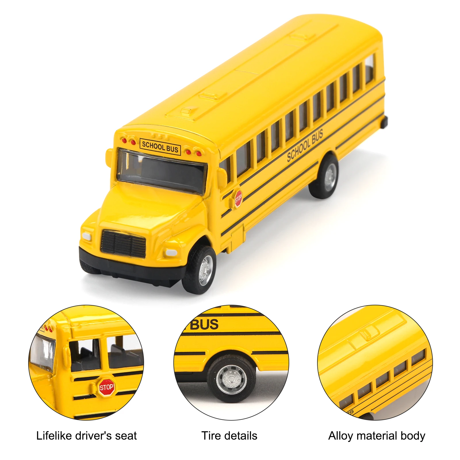 Simulation Alloy School Bus Inertia Toys Car Model Pull Back Car Interactive Toys Car Collection Educational Boy Gifts Toys