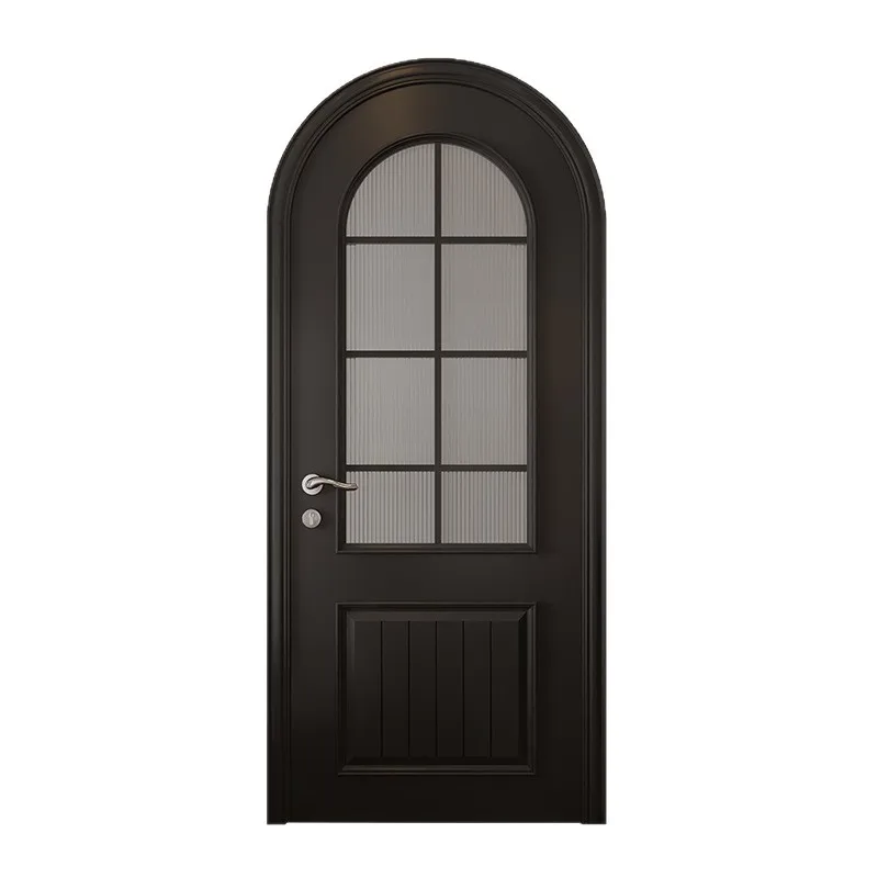 

Solid wood folio arc door buckle line single door Changhong Internet celebrity glass door