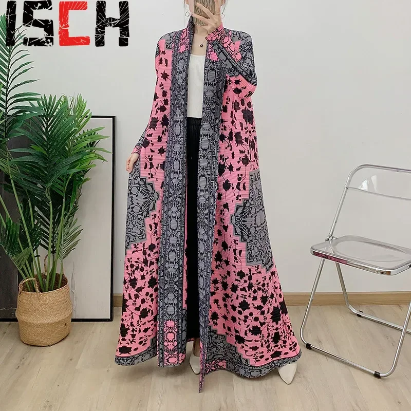 Pleats Pleated Robe Jacket Muslim Robe Women's Long Dress Bat Sleeve Scarf Shawl Premium Sense Plus Size Women's Robe Clothing