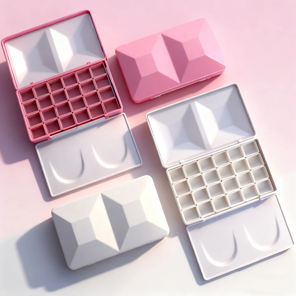 SeamiArt 1pc Imitation Enamel Diamond Painting Box Travel Case Palette with Magnet Half Pans for Watercolor Paint Subpackage view 2