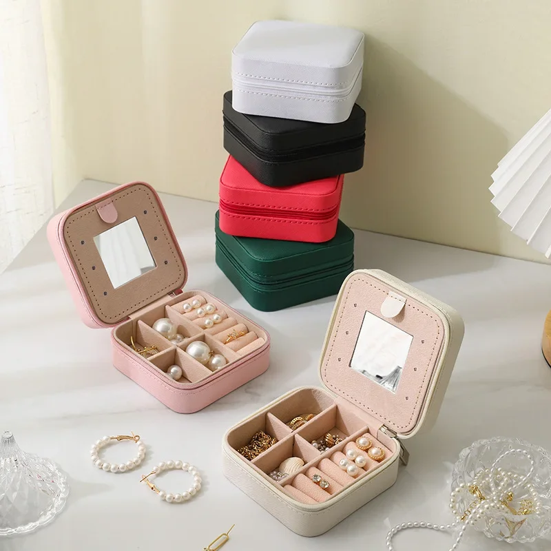 1PC Jewelry Organizer Display Travel Jewelry Case Boxes Portable Locket Necklace Jewelry Box Leather Storage Earring Ring Holder