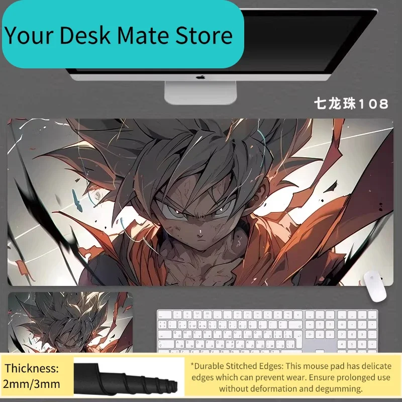 Office Desk Pad New Dragon Ball Leather Mouse Pad Oversized Boys Animation Two-dimensional E-sports Game Computer Keyboard Pad