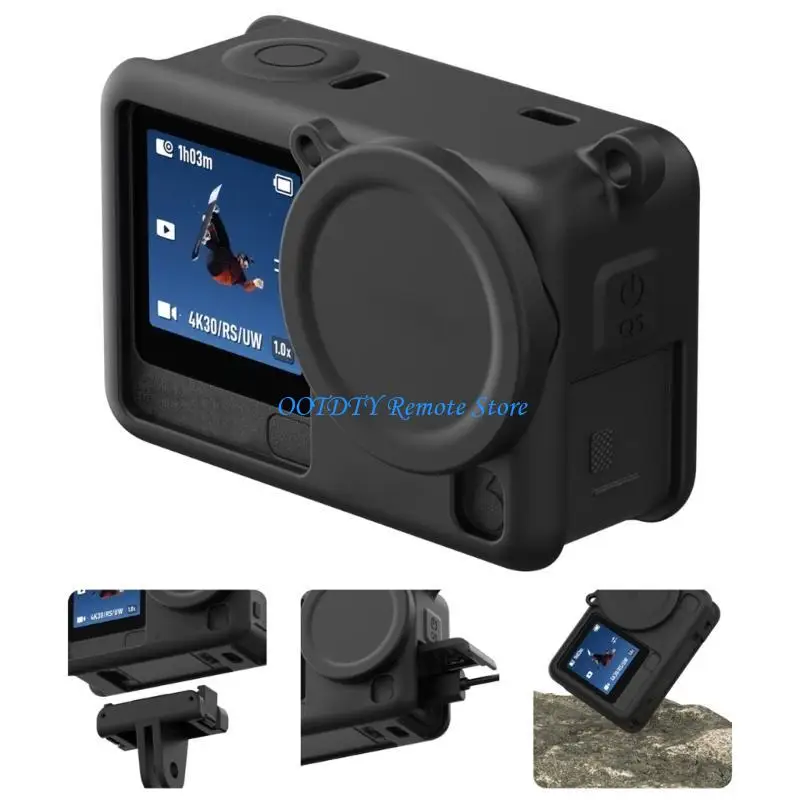 Silicone Shielding Case and Lens Guard Set for ACTION 6 Camera Easy Carry for Hiking Exploration