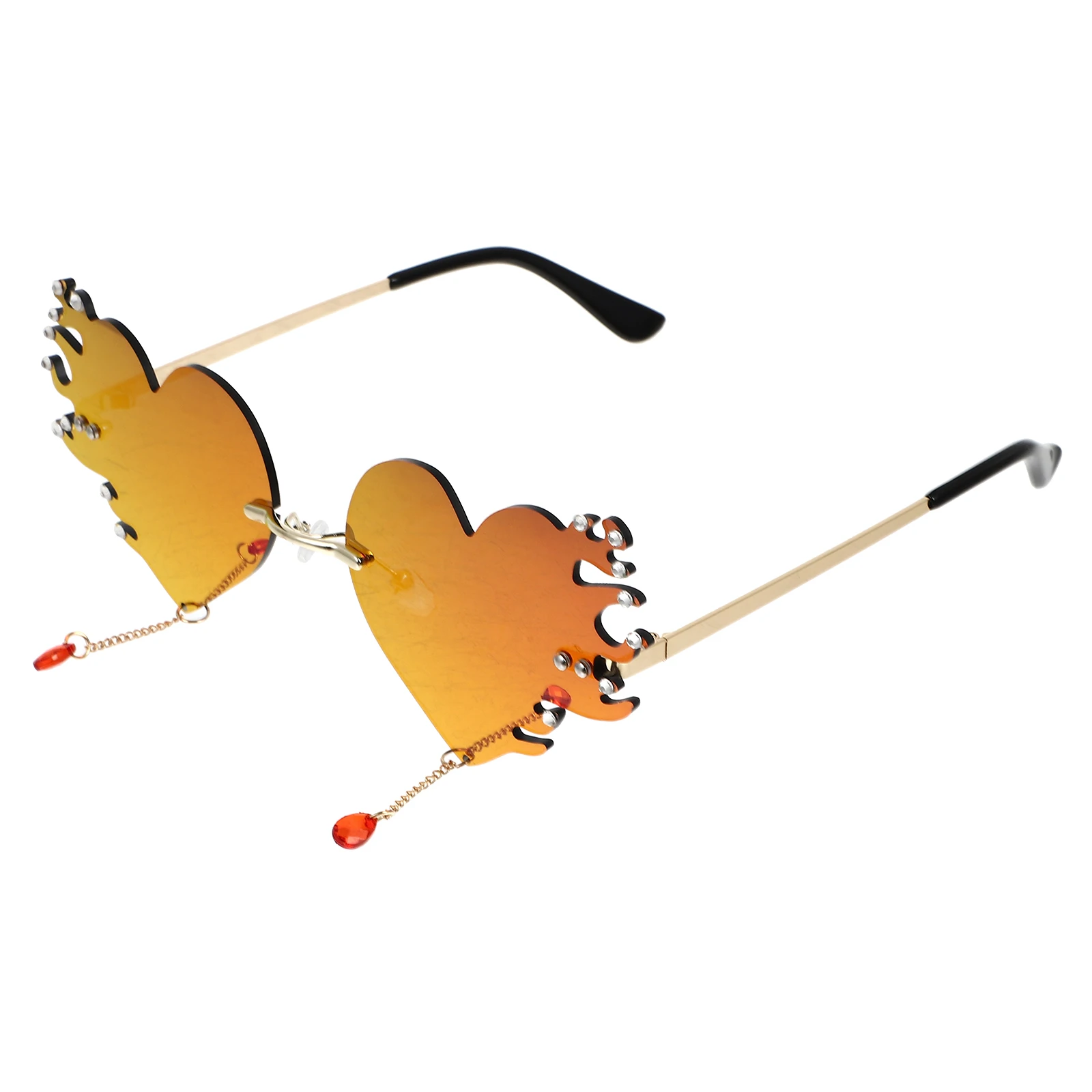 

Heart Flame Sunglasses Decorative Photo Taking Heart Eyeglasses Party Sunglasses Lightweight Compact Size Good Material Durable