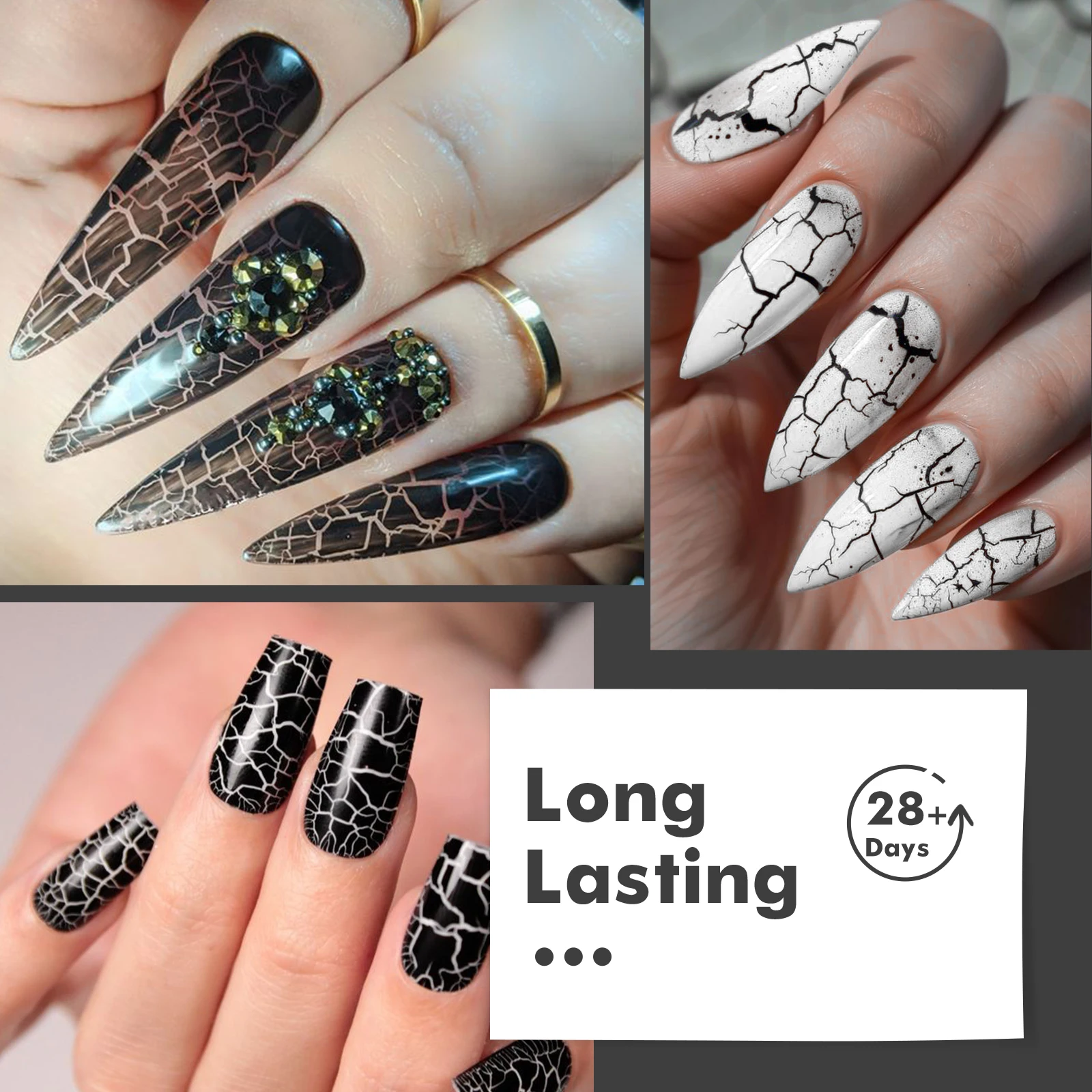 12 قطعة فرقعة جيل طلاء الأظافر مجموعة أحمر أسود تكسير مسمار ورنيش سريعة الجافة هلام الهجين مع قاعدة معطف فوقي مانيكير الورنيش عدة #4