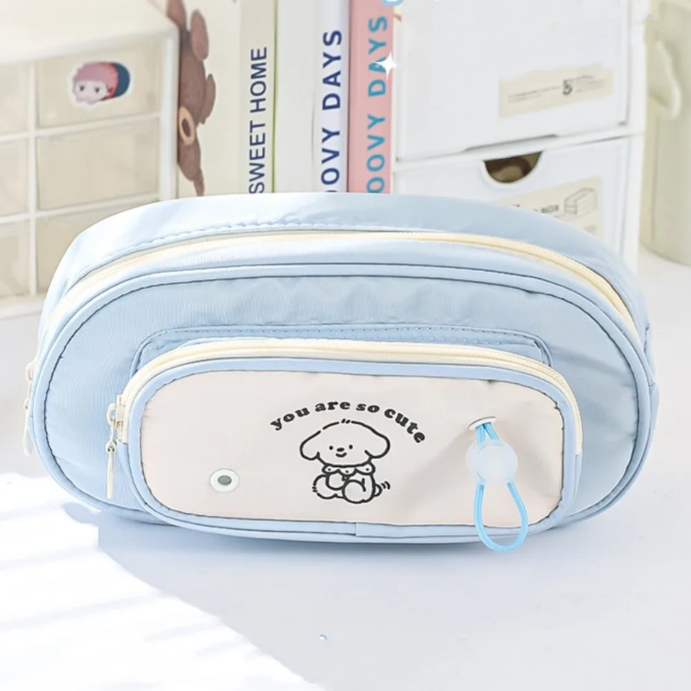 Bolsa para bolígrafos Happy Puppy de gran capacidad, estuche para bolígrafos de dibujos animados con diseño de cordón portátil, bolsa de almacenamiento de papelería de alto nivel de apariencia Ins