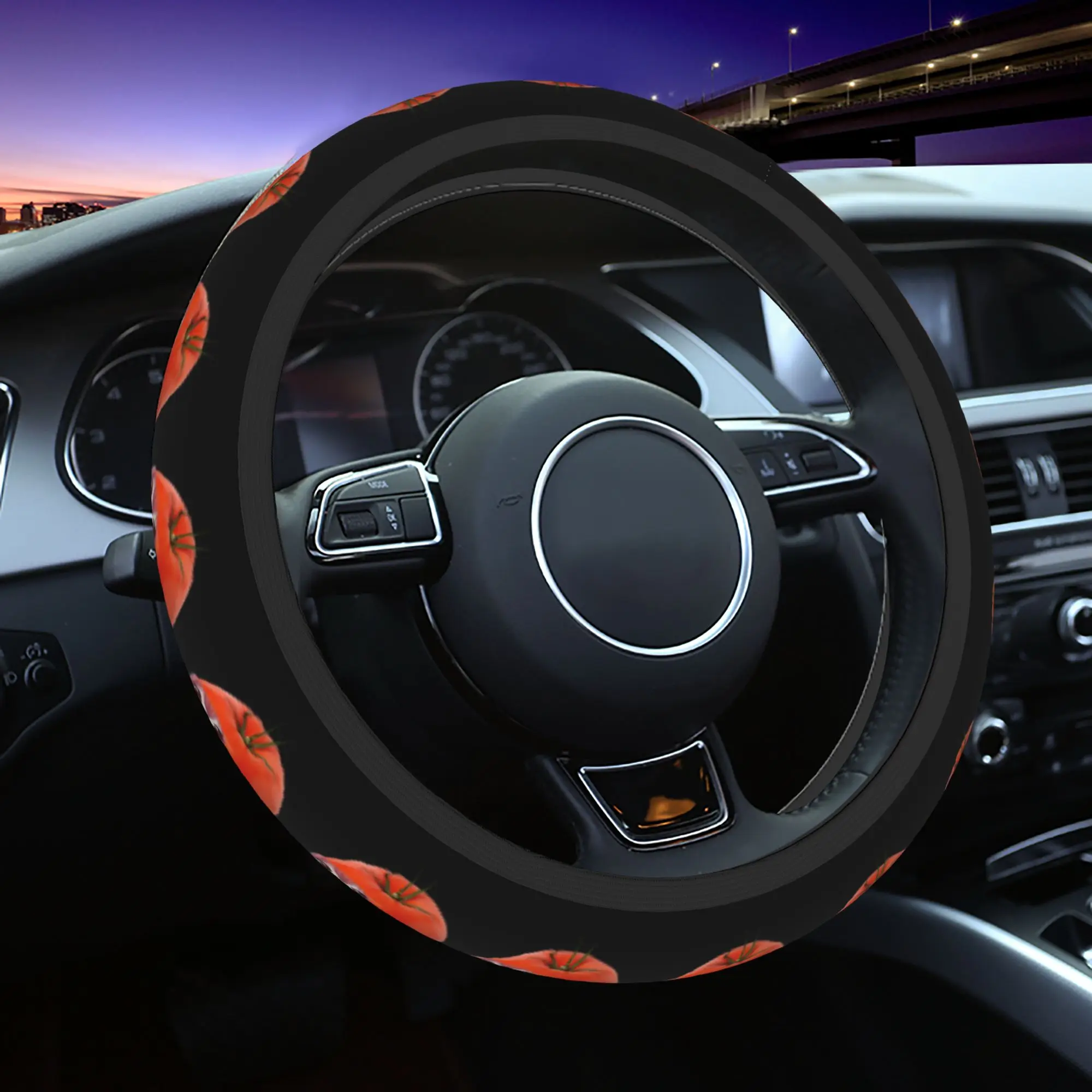 Temato Creative Kasanes Expression Tetoes 37-38cm Car Steering Wheel Covers Elastic Funny Colorful Decoration Auto Protector
