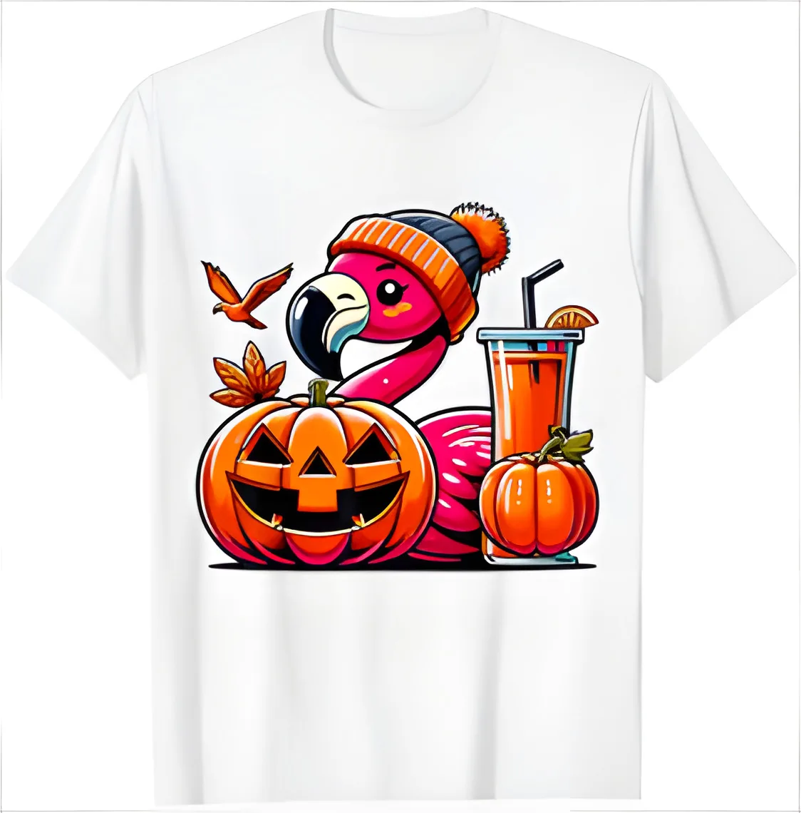 

Halloween Flamingo Pumpkin T-Shirt