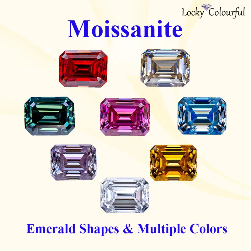 

Moissanite B Group Style Emerald Shape Multiple Colors VVS1 DIY Charms Beads for Jewelry Bracelet Making with GRA Certificate