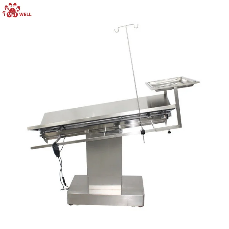 IVETWELL Full V-shaped Stainless Steel Access Veterinary Operating Table Foldable Mobile Pet Surgical Table Easy Cleaning For