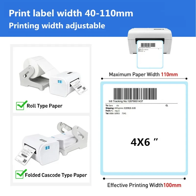 ZJ9200 Bluetooth Thermal Label Printer Wireless 4x6 Shipping Label Printer Compatible with iPhone Android Mac OS Windows