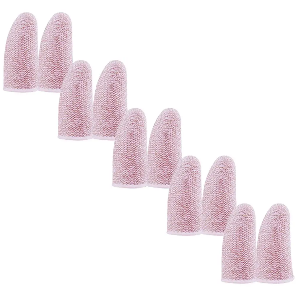 

10PCS Gaming Finger Sleeves Pink Silver Carbon Fiber Thumb Protectors Sweat Resistant Anti Slip Fingertip Covers Mobile
