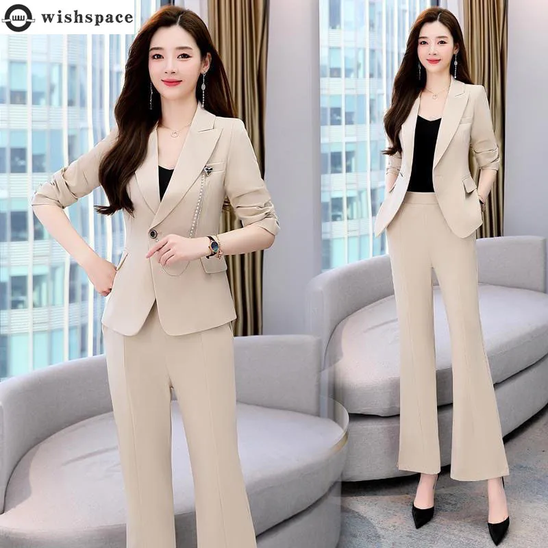 Fashion Women's Suit Spring and Autumn 2022 New Slim Fit and Age Reducing Professional Wear Micro Pants Two-piece Set