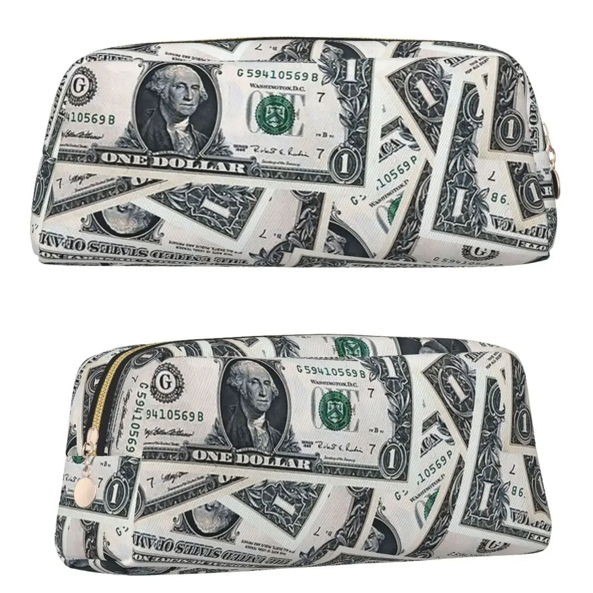 Black White Money Dollar Pattern Pencil Cases for Students School Pen Box Pencil Bag Big Capacity Pencil Pouch Pen Holder
