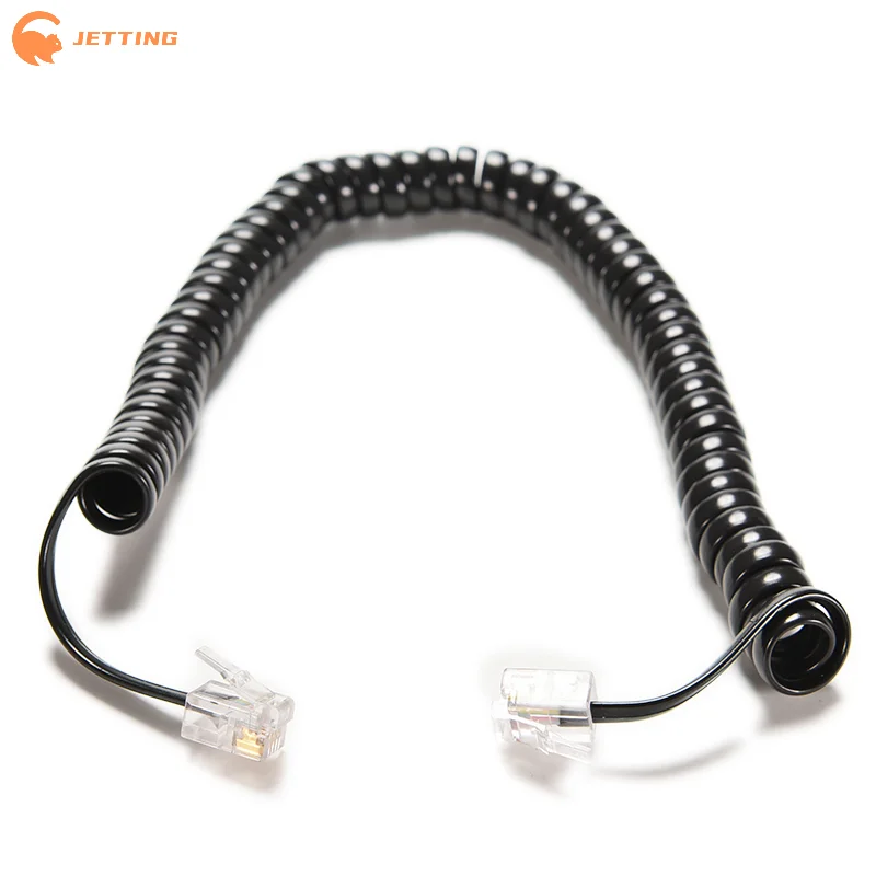 1/3/5Pc 6.5FT RJ12 4P4C Male to Male Telephone Handset Cable Extension Curly Coil Line Cable Wire Up to 2M Telephone Coiled Cord