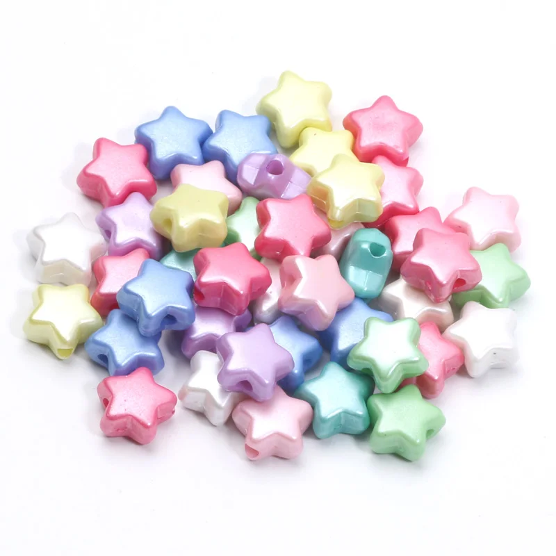 Perline acriliche 10mm 50 pezzi perle di colore misto a forma di stella per gioielli che fanno orecchini catene del telefono regalo del Festival