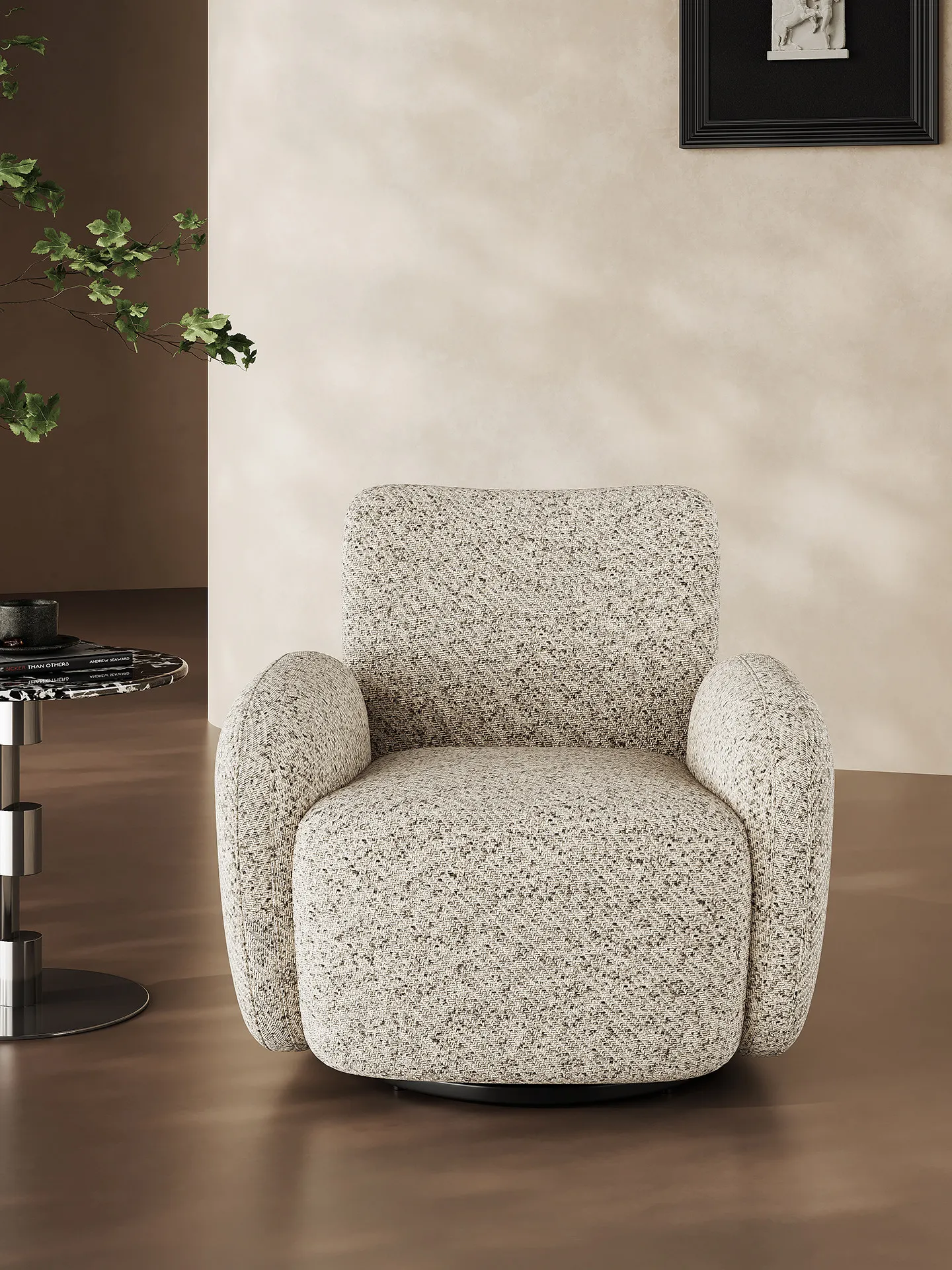 &Modern Internet-Famous Bella Single Sofa Chair Steel Frame 360 Rotating Lumbar Pillow Fully Assembled Thick Living Room Hotel