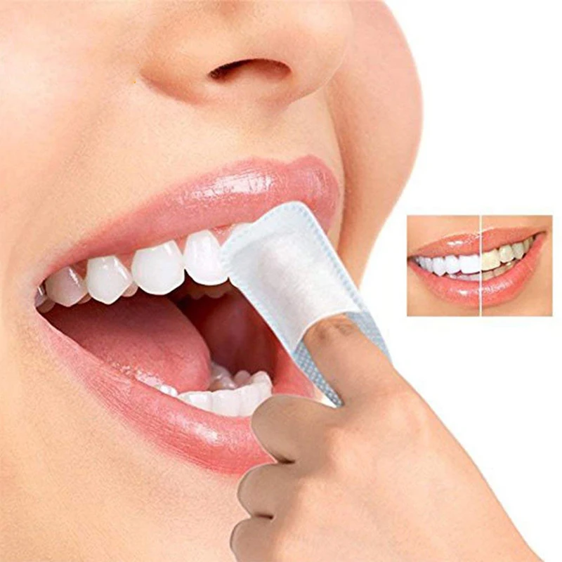 100Pcs Mint Flavor Finger Teeth Wipes Teeth Deep Cleaning Whitening Stain Removing Oral Hygiene Care Tool Teeth Brush Up