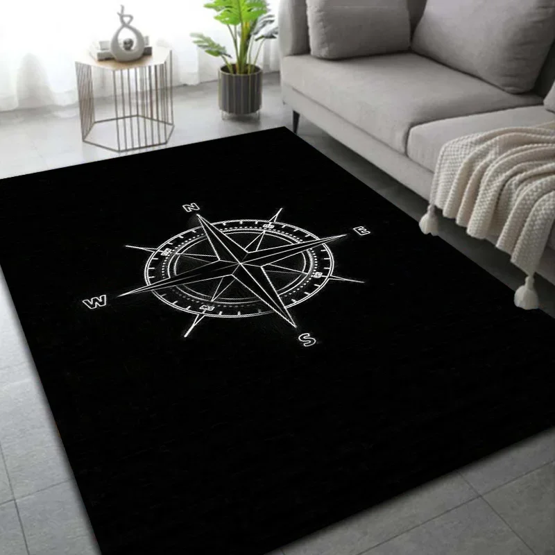 Retro Compass World Map Non-Slip Area Rug for Living Room Bedroom Sofa Kitchen Doormat Cool Floor Mat Carpet