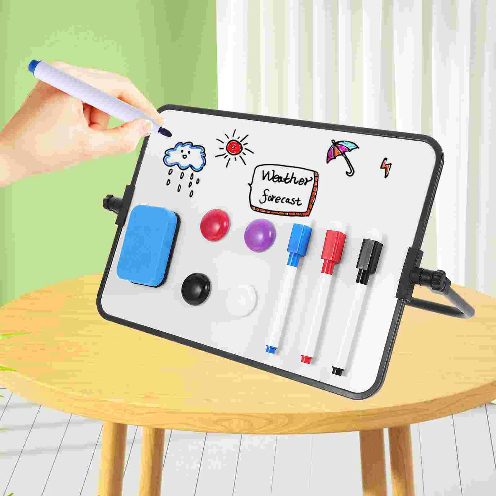 Tableau Blanc Magnétique Double Face, Effaçable à Sec, Portable, Calendrier, Note de Bureau, Support de Messages, Bleu, Pp