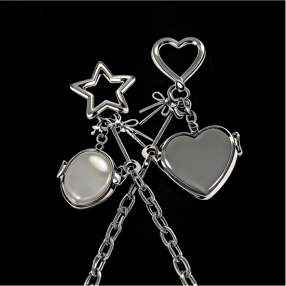 

Luxury Accessory Creativity Exquisite DIY Pendant Lipstick Mesh Pendant Heart shaped Pentagram Fashion Accessorie Keychain Gift