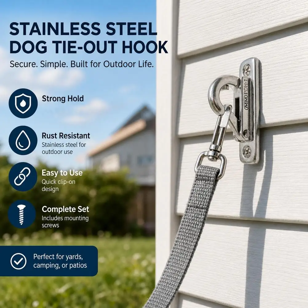 Canine Hitch- Secure Dog Leash Parking Mounted Indoor & Outdoor Wall Hook, Wall Mounted Dog Leash Hangers for Hanging Leash