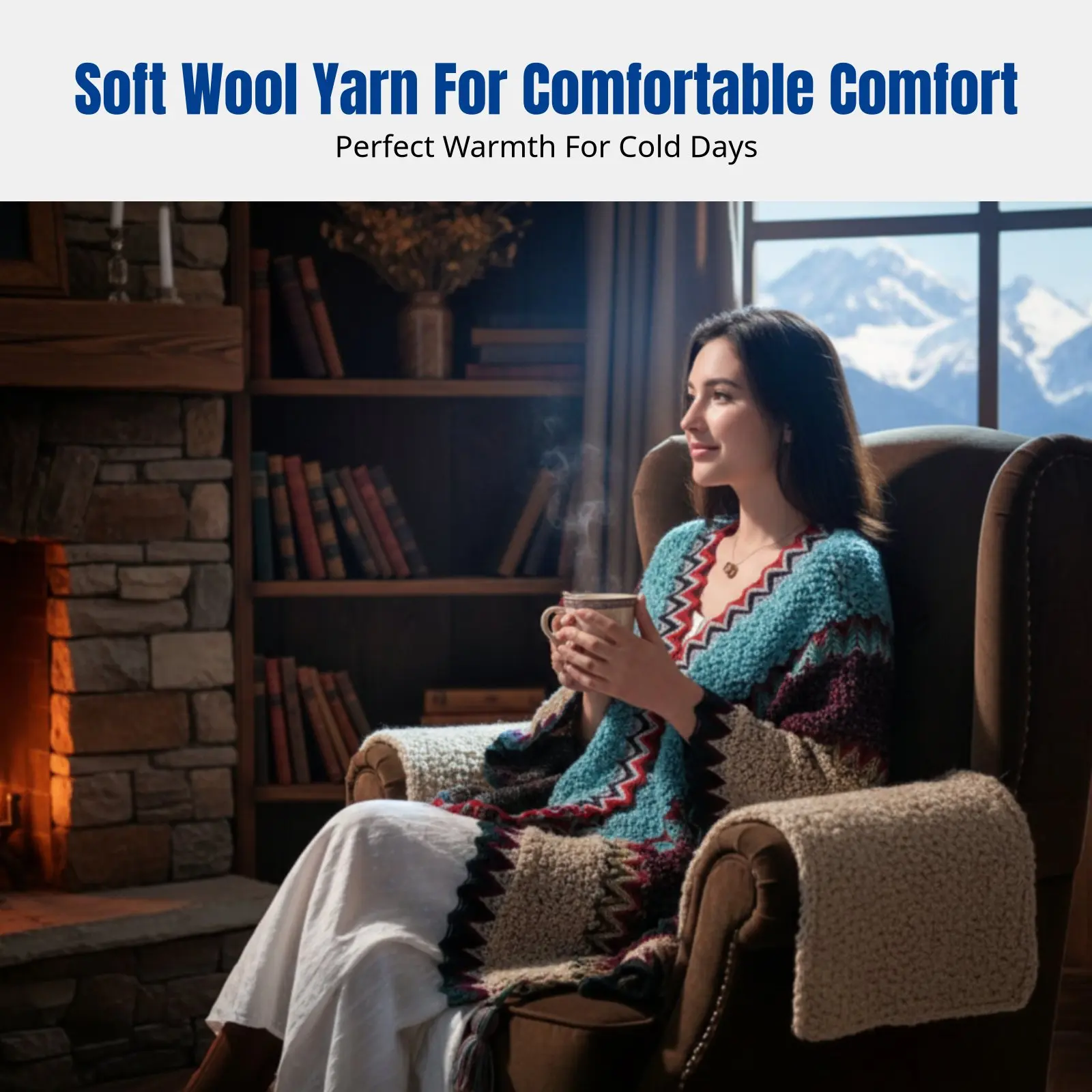 

Многоцветная этническая шаль, стильный женский шарф, осенне-зимнее пончо-накидка, двустороннее пончо, теплое и универсальное.