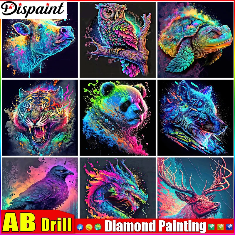 

Dispaint AB DIY 5D алмазная живопись "Коровая сова черепаха дракон" полная алмазная вышивка распродажа картина из страз для праздничных подарков