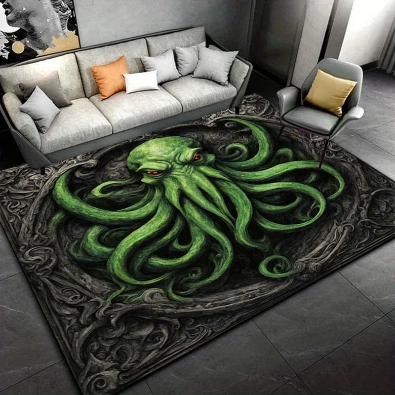 Mystical Cthulhu Rug for Gothic Interiors | Tentacle Monster Carpet with Dark Fantasy Design | Unique Horror Themed Decor