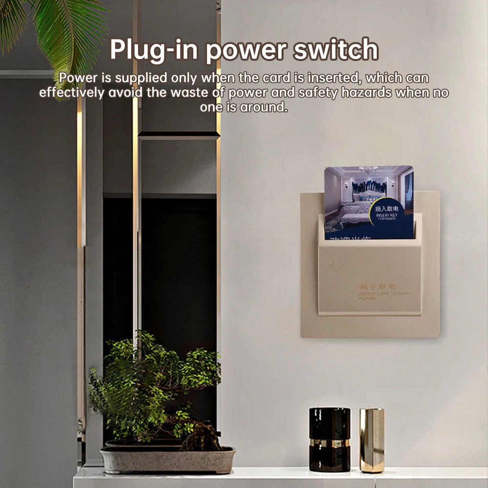 AC180-250V 86-type Hotel Card Insertion Power Switch 40A for Hotels Keycard System Insert Card to Take Power Saving Energy