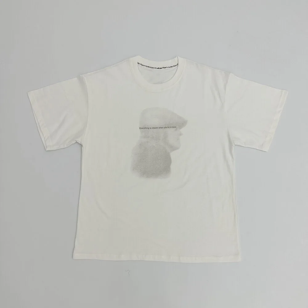 KK11 Number Nine 09S Lennon Slogan Sketch Printed Short Sleeved T-shirt Antique Basic Pure Cotton