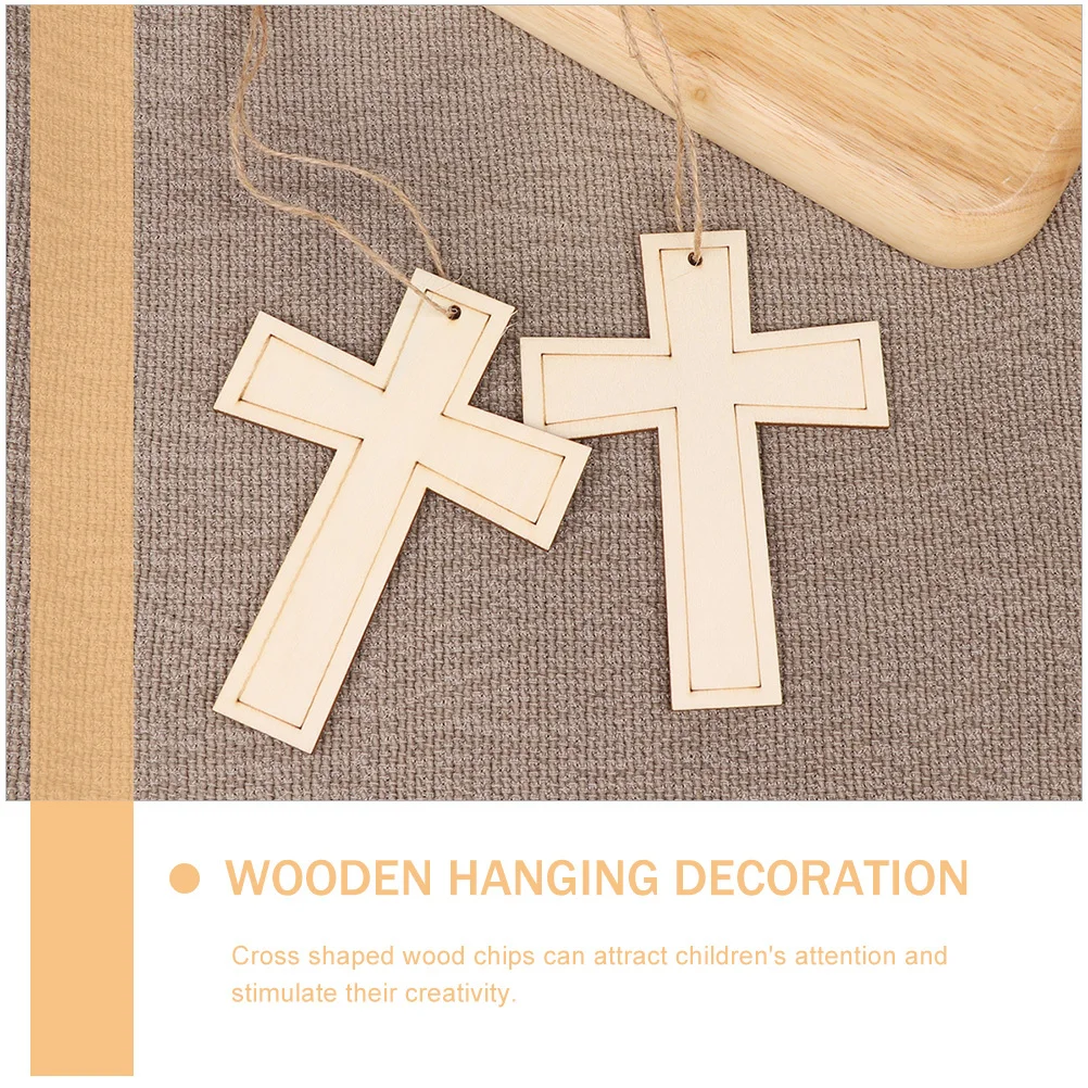24pcs Wooden Slices Cross Design Diy Graffiti Chips Kids Hand-Painted Craft Unfinished Wood Pieces For Wall Hanging Party