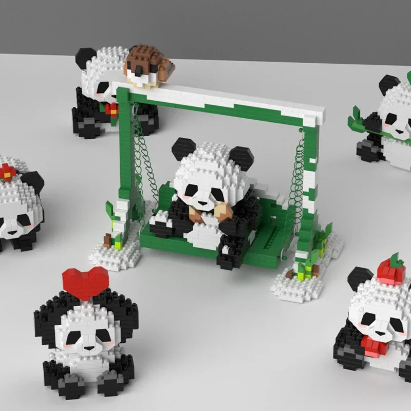 Mini Cute Panda Building Blocks Animal daily life modeling Small Particles Assembled DIY Puzzle boys girls birthday toys gifts