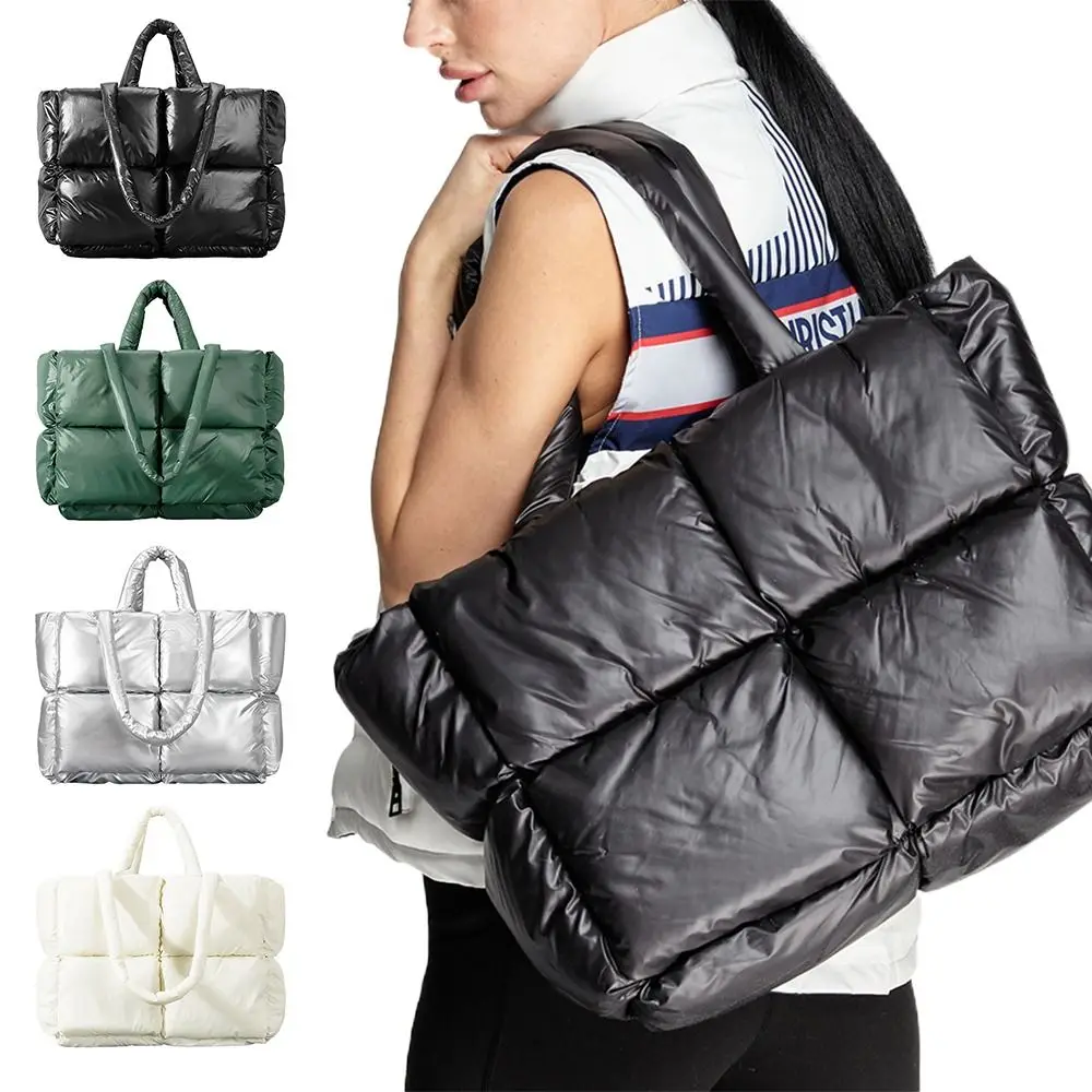 

Luxury Zipper Large Puffer Tote Bag Soft Light Puffy Fluffy Shoulder Tote Bag Down Padding Hobo Bag for Women