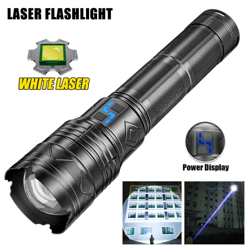 

100W Strong Light Flashlight Laser Torch T6 LED Strong Powerful Flashlight Type-C Rechargeable Home Outdoor High Power Zoom Torc