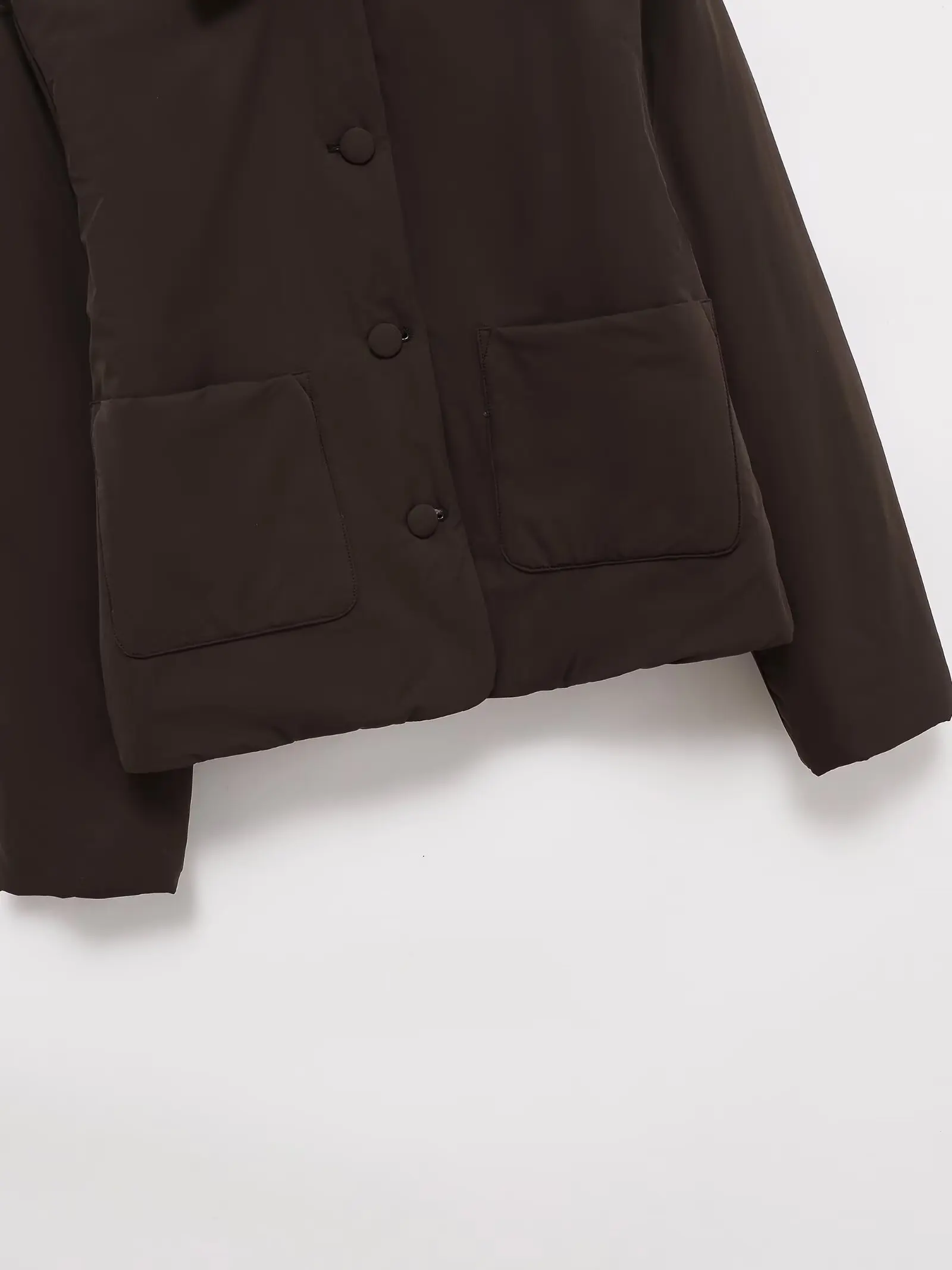 Jaket Wanita Musim Gugur 2025 Model Baru Warna Solid Berbahan Katun Berisi Dakron Gaya Retro Kancing Chic Kasual Jaket Luar Wanita