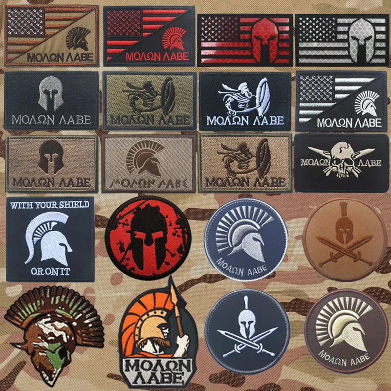 Spartan Armor Warrior Helmet Patch Embroidery Tactical Badge Stickers On Clothing With Hook And Loop