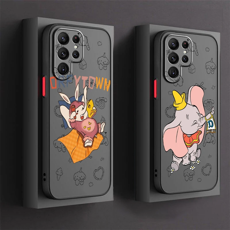 

Disney Dumbo Baby Cute Frosted Translucent For Samsung A53 A52 A33 A32 A51 A71 A21S A13 A73 A50 A22 A12 5G Funda Phone Case