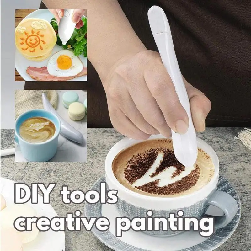 Latte Art Electrical Drawing Pen Coffee Carving Pen Coffee Stencils Cake Spice Cappuccino Decoration Pen Baking Coffee Stencils