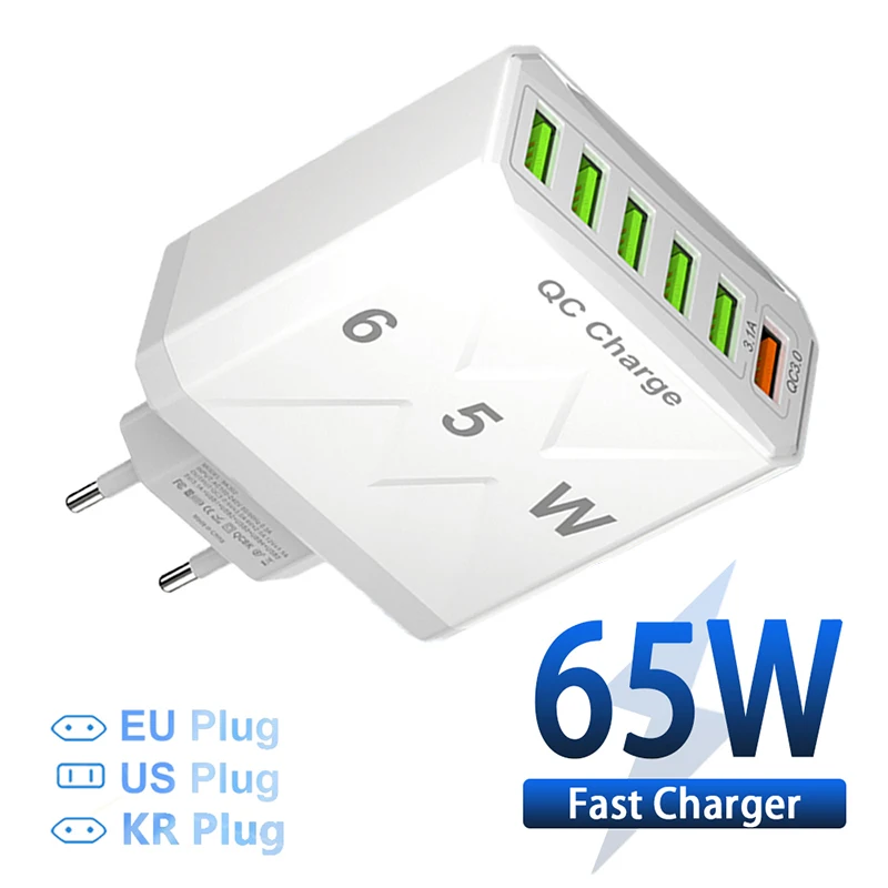 65W 6 Ports Usb Cha… - image