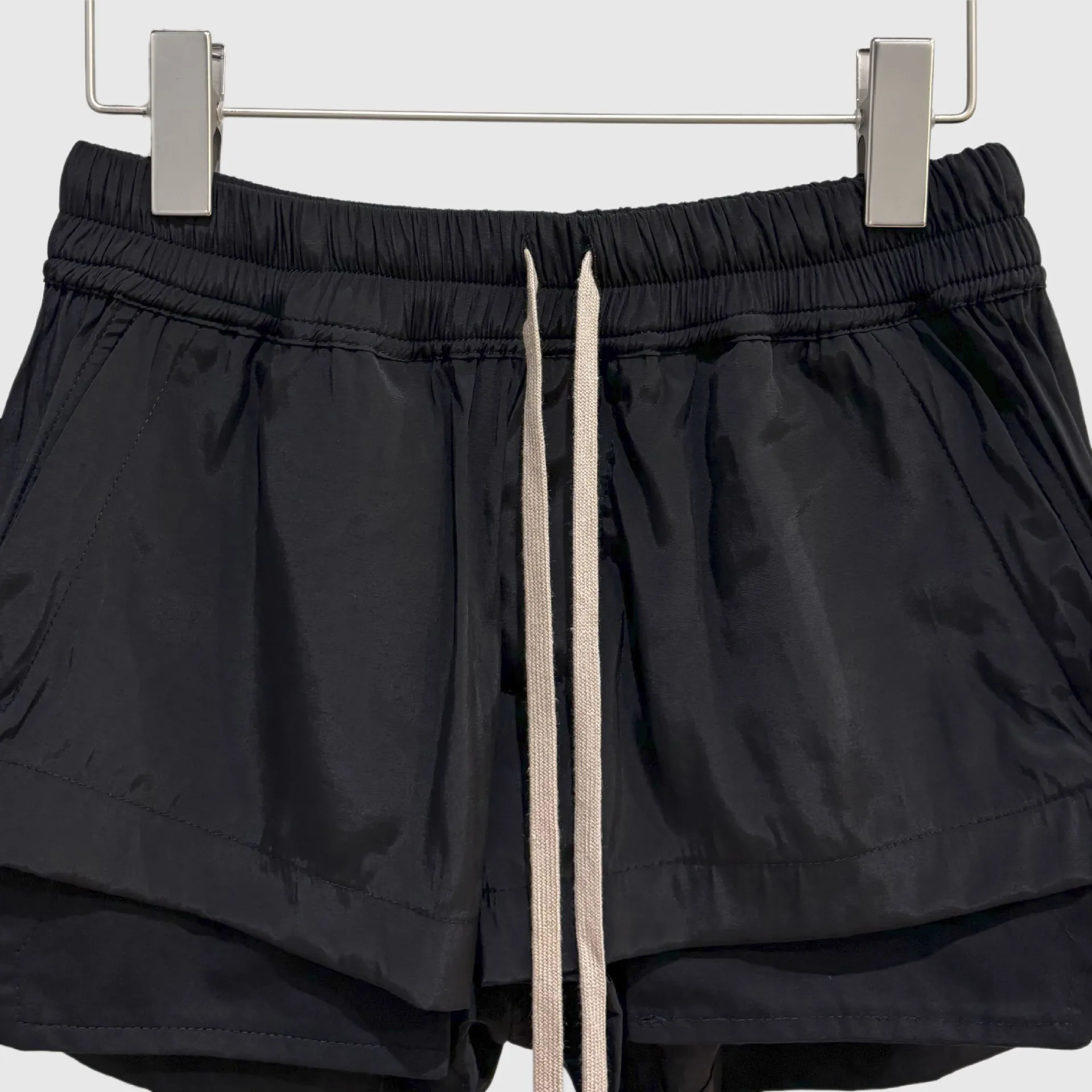 High Street Dark Style Slim Fit Pants with Slit Drawstring Shorts Women's Exlstic Waist Casual Pants Sexy Solid Color Shorts