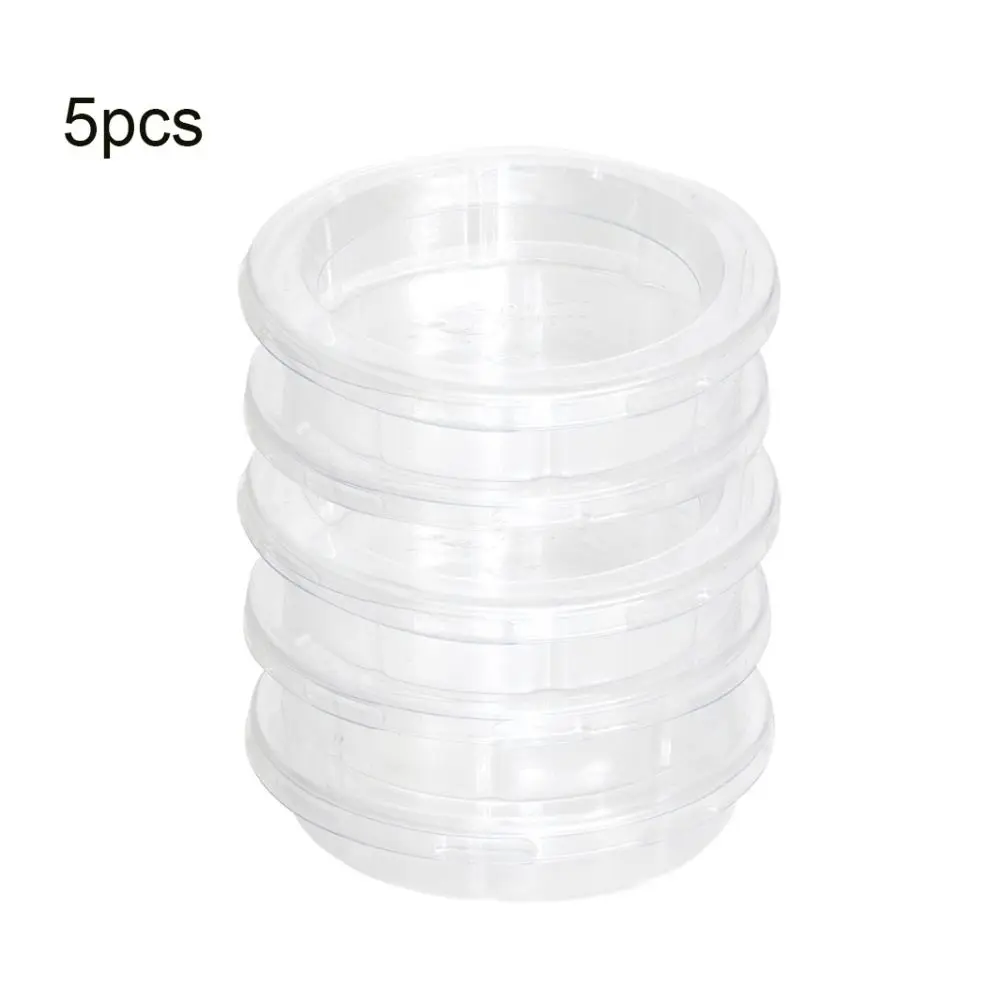 

5pcs Practical Transparent Lizard Food Bowl Plastic Round Reptile Feeding Dish Reptile Terrarium Bird