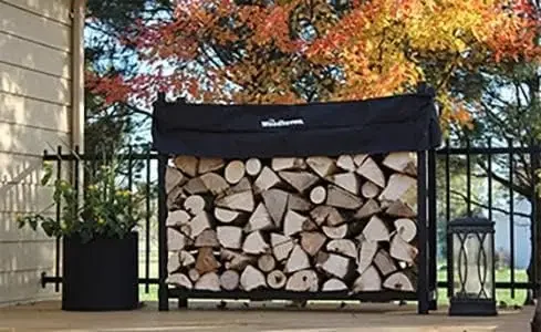 

Made in the USA - 1/4 Cord Plus Firewood Storage Log Rack With Seasoning Cover Combo Set Indoor Outdoor Metal Firewood