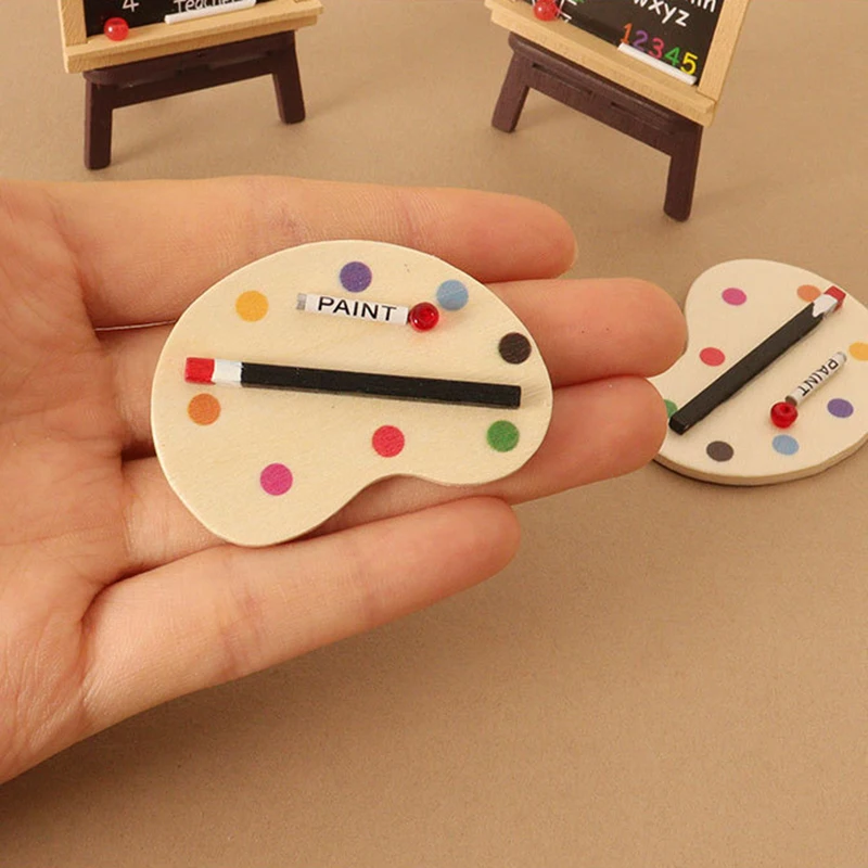 5Pcs Dollhouse DIY Accessories Mini Cute Simulation Drawing Board Palette Art Student Drawing Doll Toy Model Scene Ornament Toys