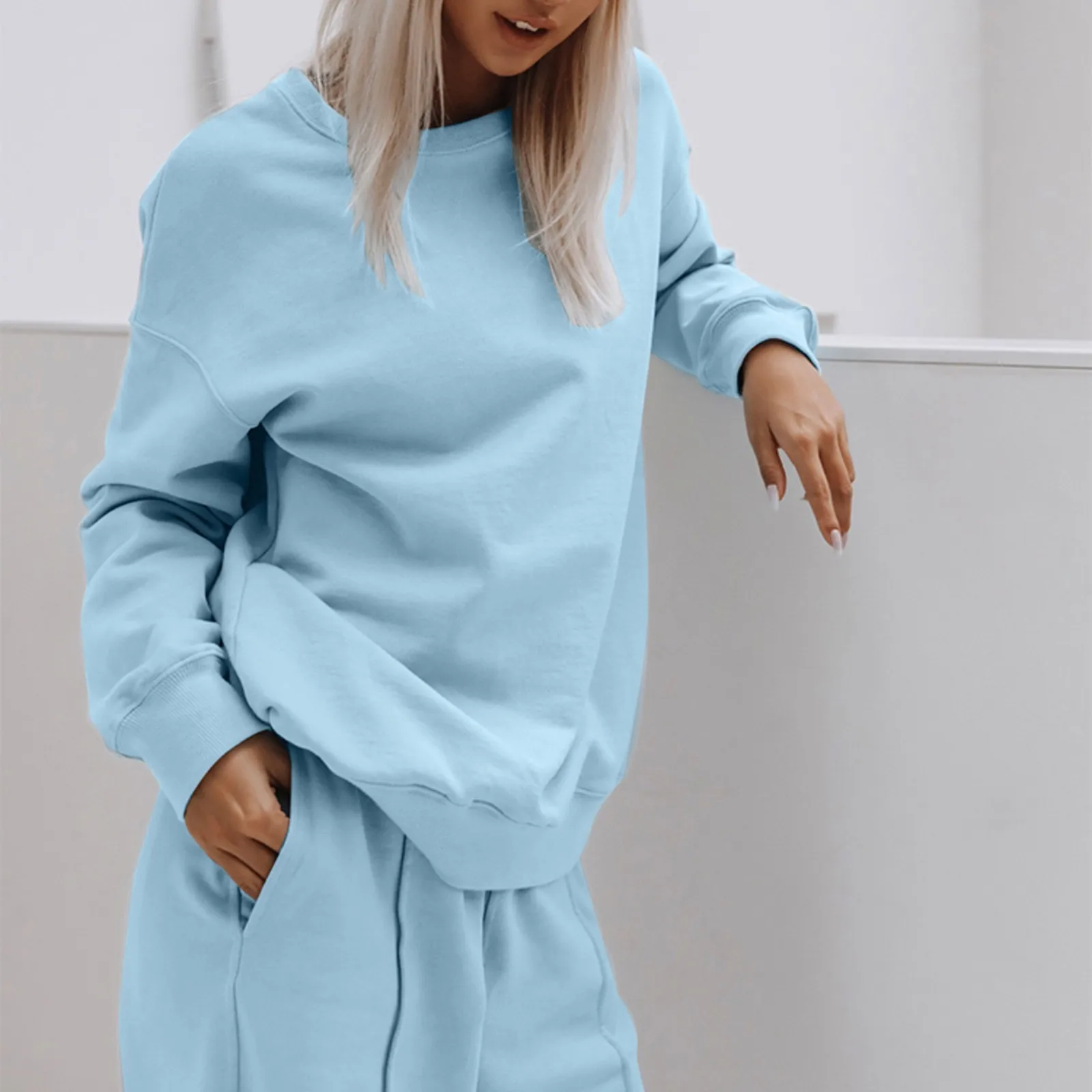 Women Tracksuit Suit Sportwear Two Piece Sets Long Sleeve Pullovers Sweatshirt+Elastic High Waist Jogging Pants Set Spring Fall