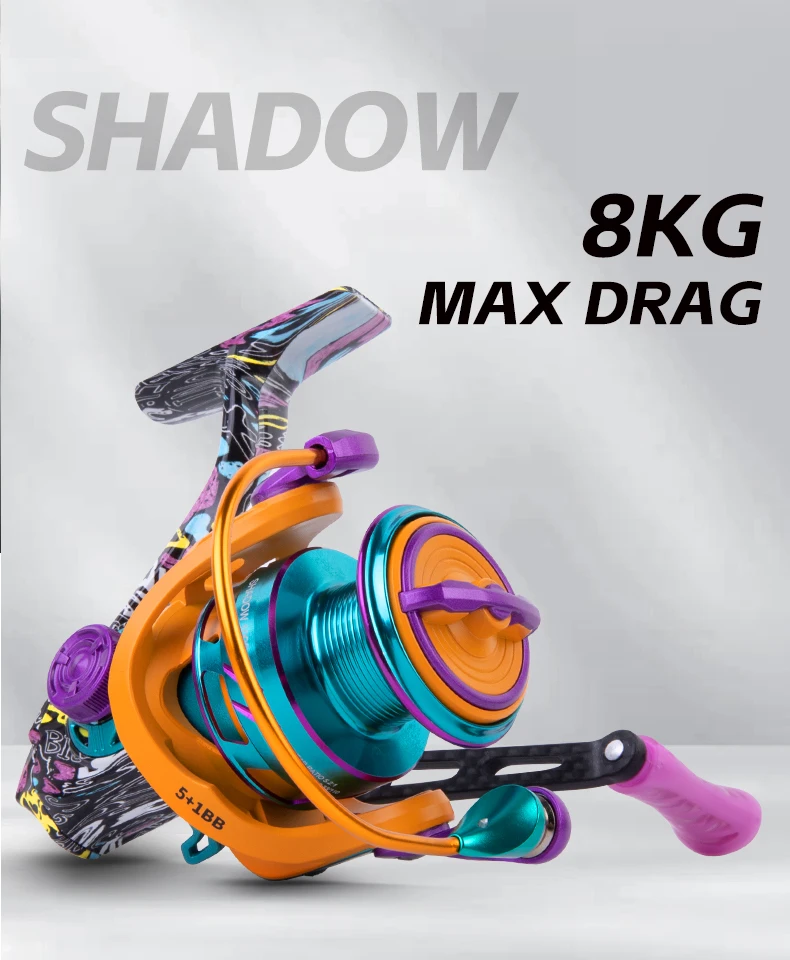BILLINGS Spinnrolle, maximale Bremskraft 8 kg, Metallspindel, Carbon-Kurbel, Übersetzung 5,2:1, 5+1 Kugellager, für Süß- und Salzwasser – Detail 2