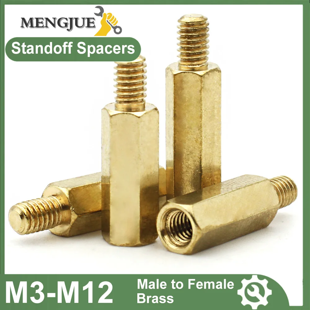 M2 M2.5 M3 M4 M5 M6 Hex Brass Standoff Single-Headed Brass Stud for Computer Case Motherboard Screw Nut Spacer Support Pillar